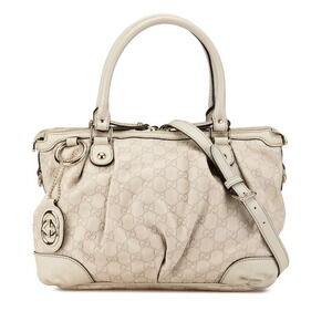 Gucci Guccissima Sukey Handbag Shoulder Bag White Ivory Leather